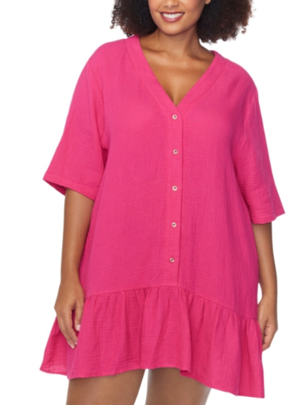 Raisins Curve Trendy Plus Size Sol Cotton Cover-up Swim Pink Size 2X 12015